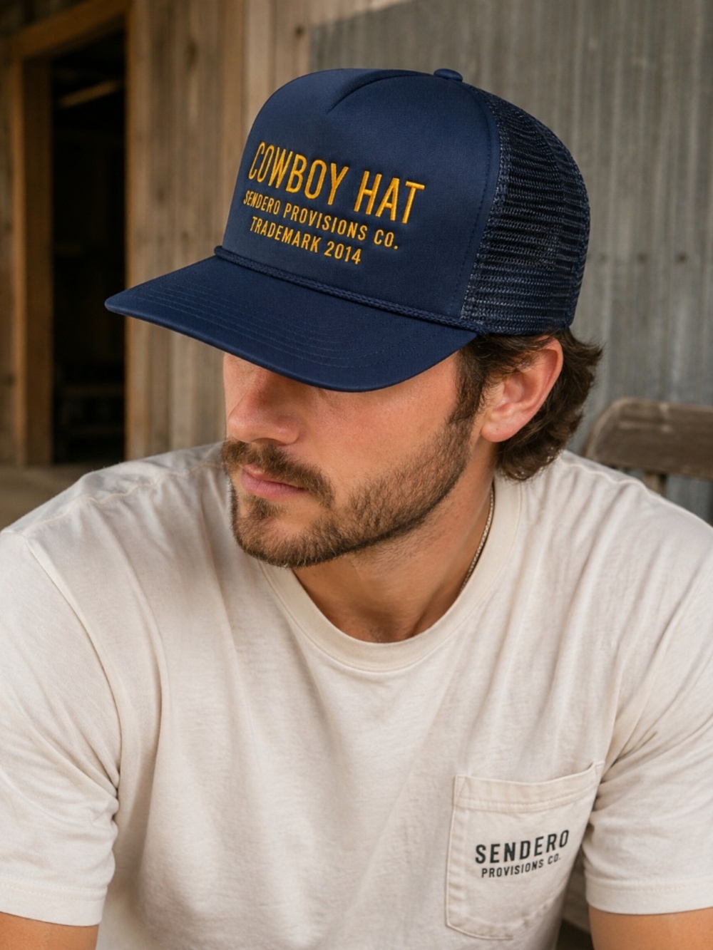 Sendero Provisions Cowboy Hat Navy Mesh Rope Trucker Snapback Cap